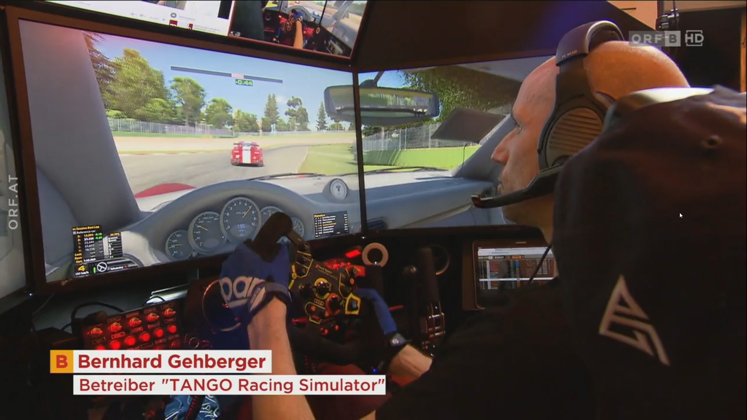 Bernhard Gehberger im ORF-Fernsehbeitrag über den TANGO RACING Simulator